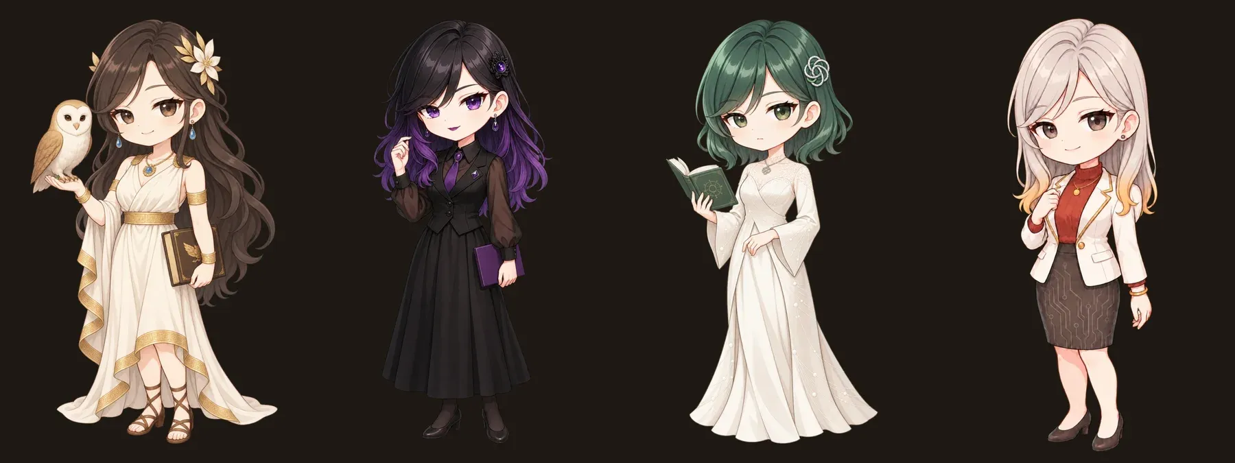 1から描き起こした3人と、クロディーヌの並び